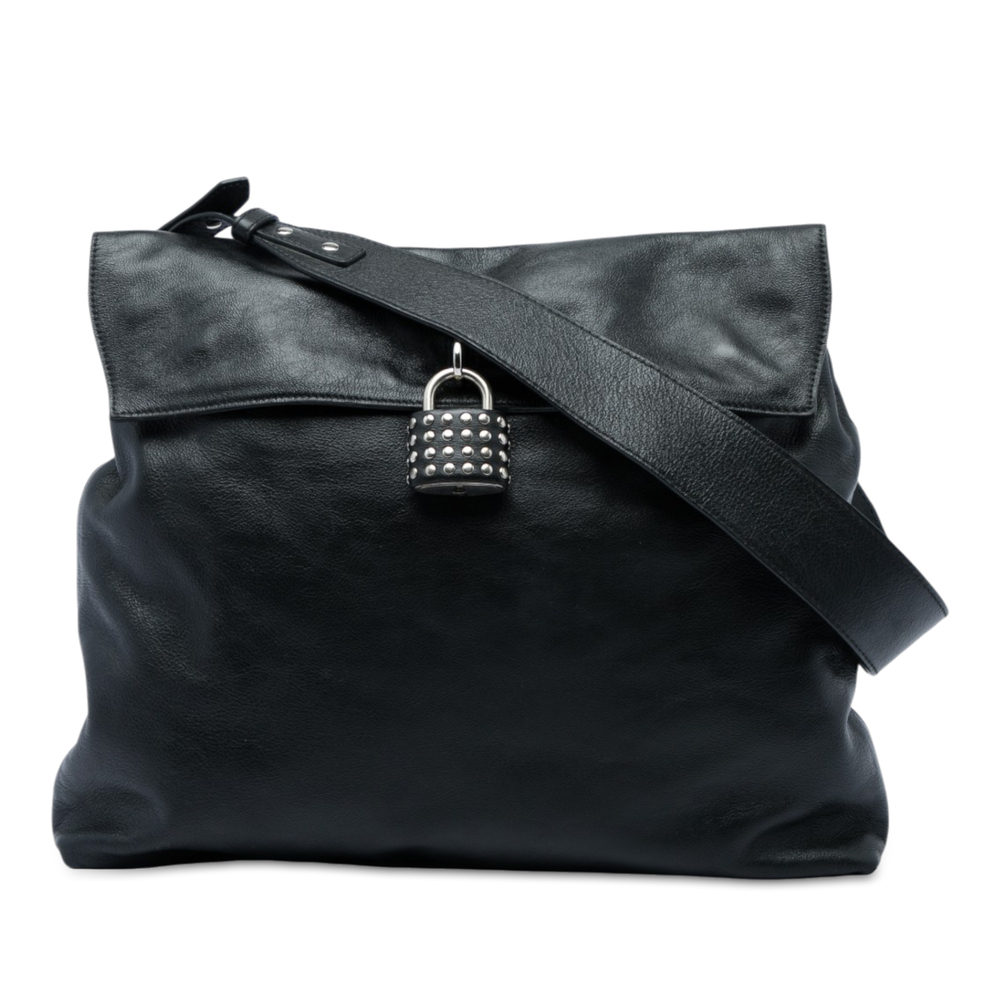 Pre-Loved Burberry Leather Studded Padlock Shoulder Bag